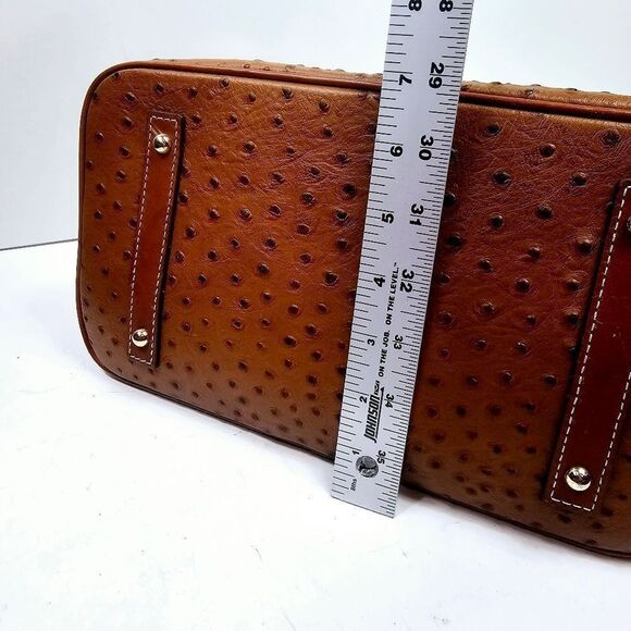 Dooney & Bourke Large Ostrich Embossed  Domed Satchel  Caramel Retail $368 - Picture 7 of 15